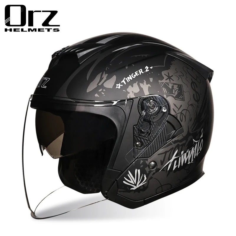 DOT approves professional semi covered motorcycle helmets with built-in sun visors, scooter helmets for both men and women