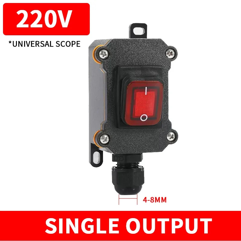 Waterproof Marine Rocker Switch With LED Outdoor Junction Box Inline Power Cord Power Switch IP65,12V/24V/220V,Screw Wiring