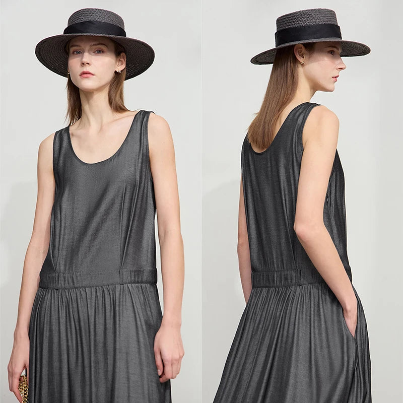 រ៉ូបវែង Amii Minimalism Long រដូវក្តៅឆ្នាំ ២០២៥ រ៉ូបថ្មីសម្រាប់នារីការិយាល័យ ដៃខ្លី ហោប៉ៅ រ៉ូបរលុង សម្លៀកបំពាក់ស្ត្រី 12552014