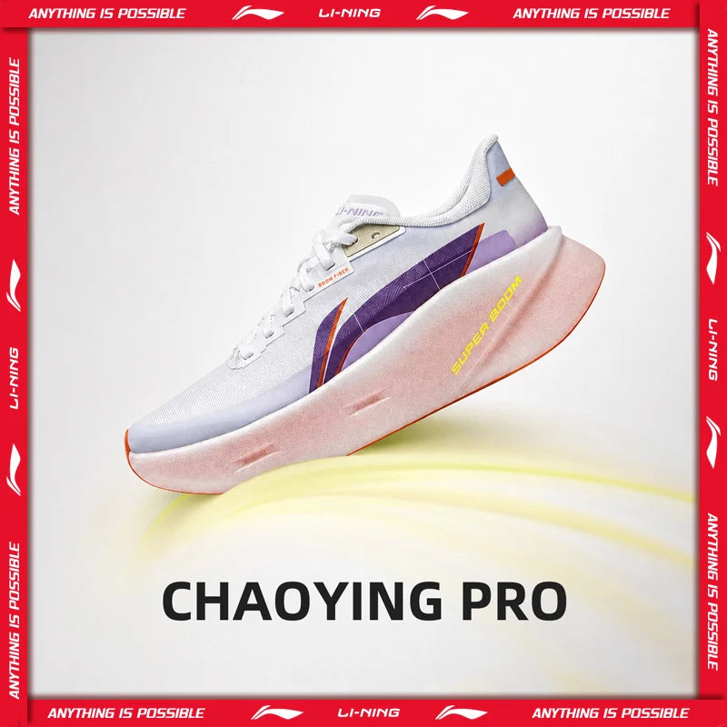 ស្បែកជើងរត់ Li-Ning CHAOYING PRO Cushion សម្រាប់នារី SUPER BOOM ទម្ងន់ស្រាល មានខ្យល់ចេញចូលបានល្អ ស្បែកជើងកីឡាប្រចាំថ្ងៃ LiNing ARBW004