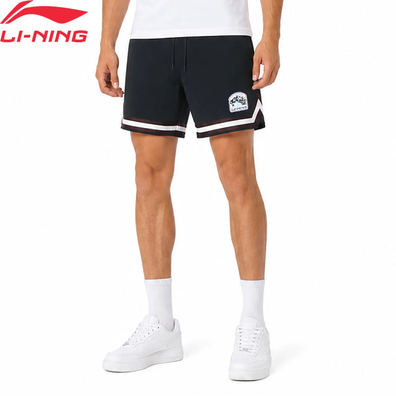 ខោខ្លីបាល់បោះបុរស Li-Ning ទំហំធម្មតា 100% Polyester ខោចង្កេះអាចលៃតម្រូវបាន LiNing Sports AKSV941