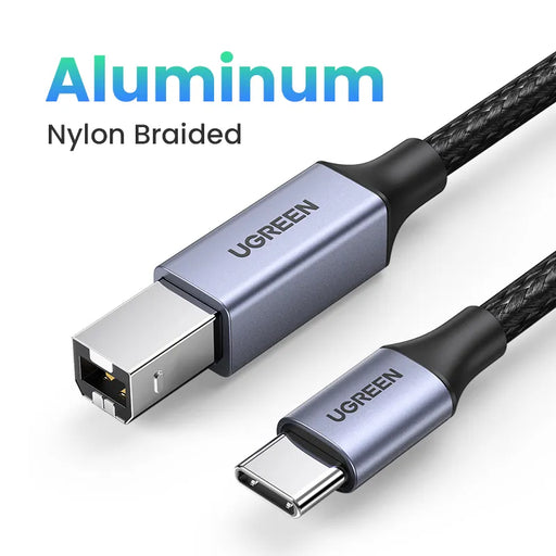Ugreen USB C to USB Type B 2.0 Cable for New MacBook Pro HP Canon Brother Epson Dell Samsung Printer Type C Printer Scanner Cord Aluminum Grey CHINA