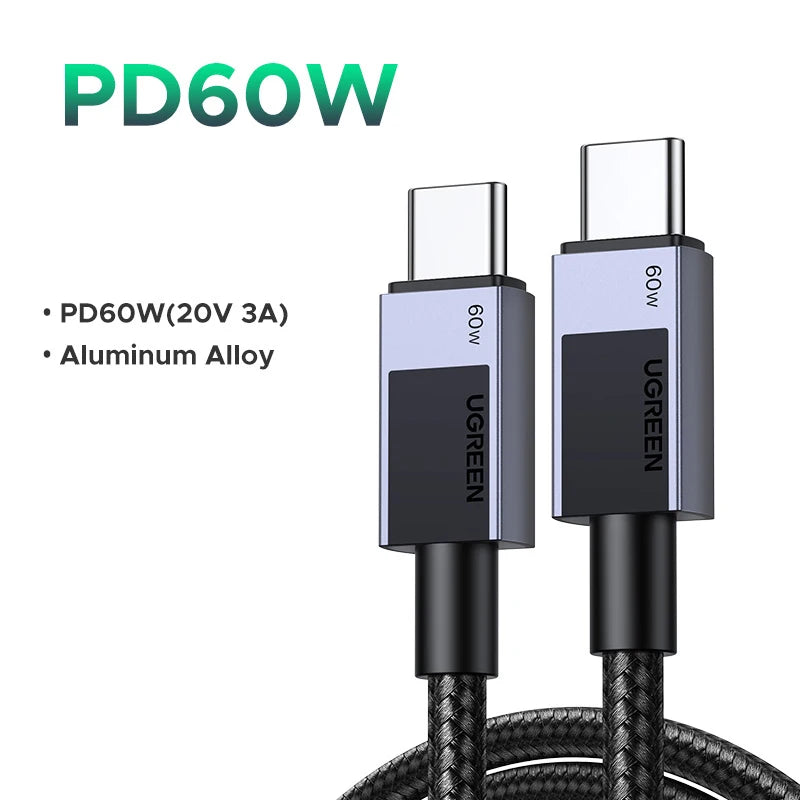 [2 Pack] UGREEN PD60W Cable USB-C to USB-C High-Speed Data Sync And Charging Cable Durable Fast Charge Cable for USB-C Devices