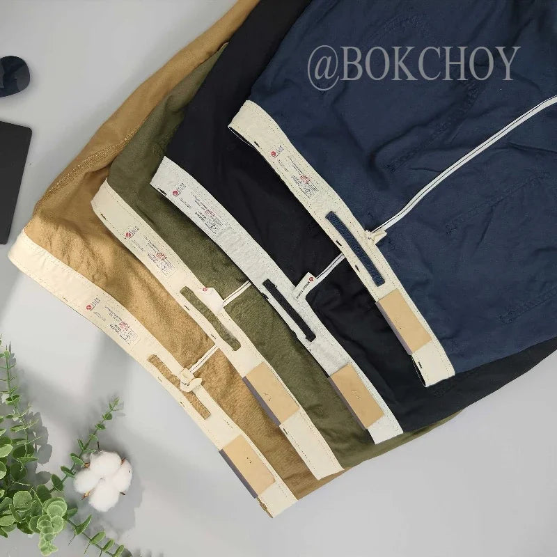 Spring Autumn Pure Cotton Loose Cargo Pants Men Clothing Casual Belt Mid Waist Joggers for Men Trouser AZ329