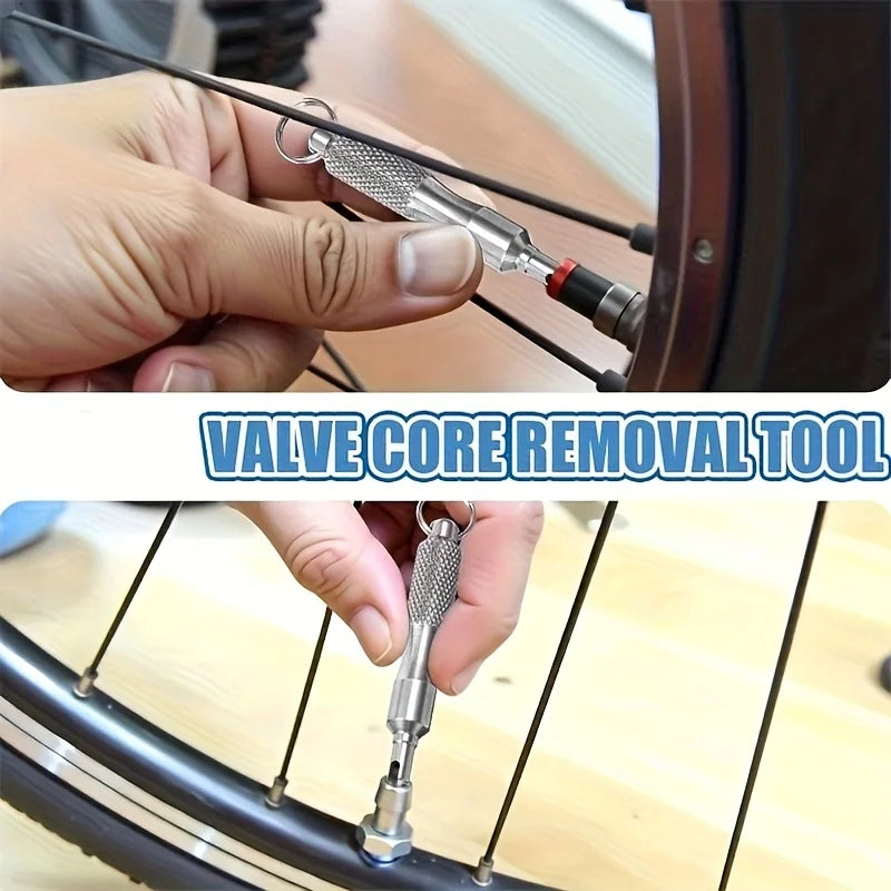 1/2pcs Premium Zinc Alloy Valve Core Tool – Universal Bike & Motorcycle Tire Repair Keychain. Compact, Sturdy & Portable.