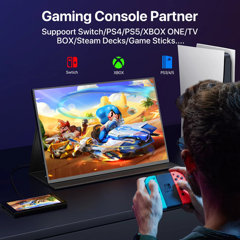 UPERFECT Portable Monitor 18 Inch 2.5K 100% DCI-P3 144Hz Gaming Display IPS LCD Panel Matte Mobile Screen FreeSync HDR With VESA
