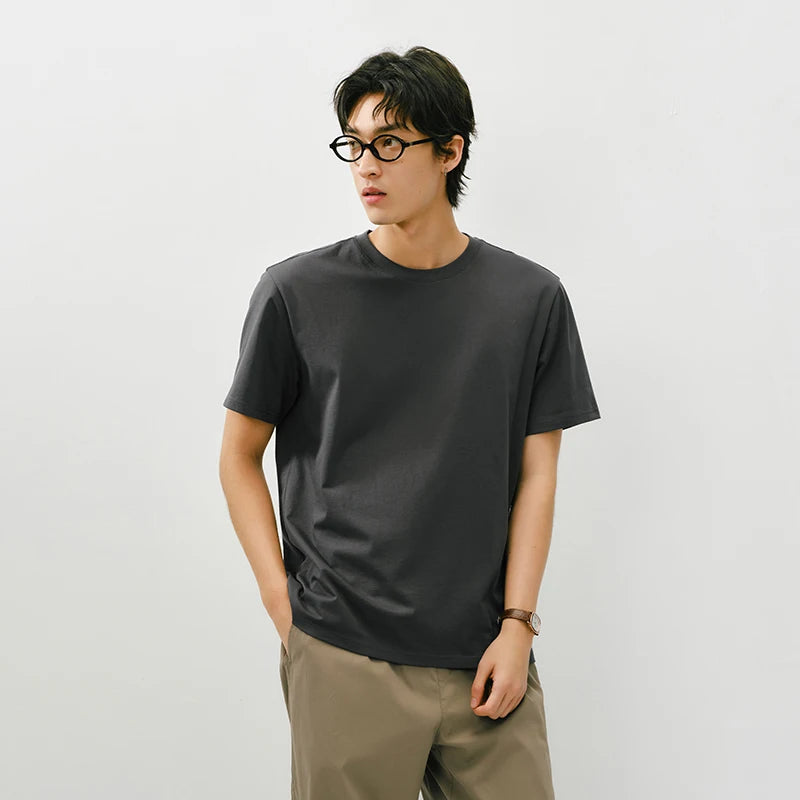 Semir Casual Tshirt Men 2026 Spring Cotton Solid Inner Layer Print Casual O neck Tshirts Basic Tops