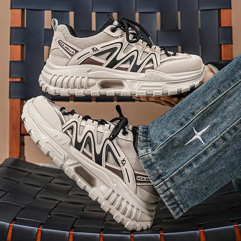 Men's platform casual shoes four seasons breathable light soft-sole comfort walking shoes fashion Joker outdoor running sneakers