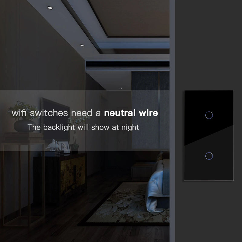 BSEED WIFI Touch Switch 1/2/3Gang 2Way Wifi Smart Switch Touch Sensor Wall Switch Tuya Google Alexa Smart Life Control