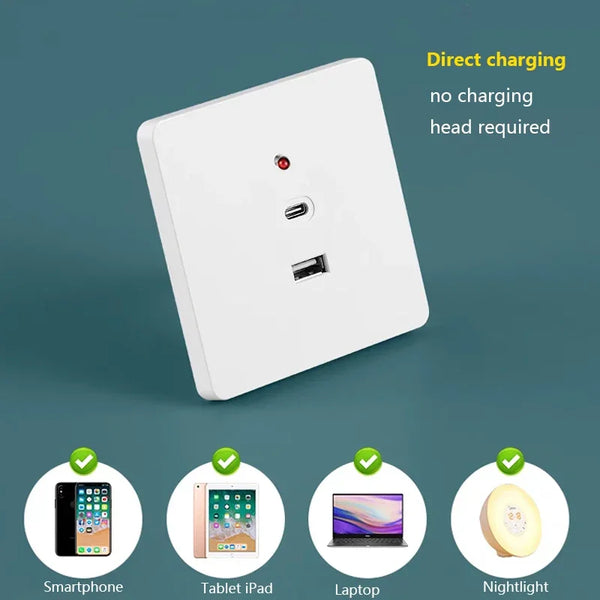 រន្ធ USB C ពណ៌ខ្មៅសម្រាប់ជញ្ជាំងជាសកល, អាដាប់ទ័ររន្ធ USB ប្រភេទ C ទំហំ 10W 2 រន្ធ, រន្ធថាមពលអគ្គិសនី EU 220V ម៉ោនលើជញ្ជាំង