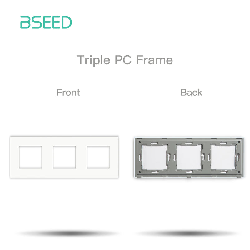 BSEED EU Standard Plastic Panel Wall Socket Frame PC Frame With Metal Plate 86/157/228/299mm White Black Golden Gray