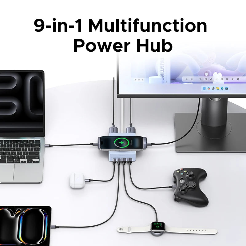 UGREEN Qi2 Certified 15W Magnetic Wireless Charger US Plug Power Strip With 2A2C&4AC Magsafe iPhone 17/16 Pro Max MacBook Pro