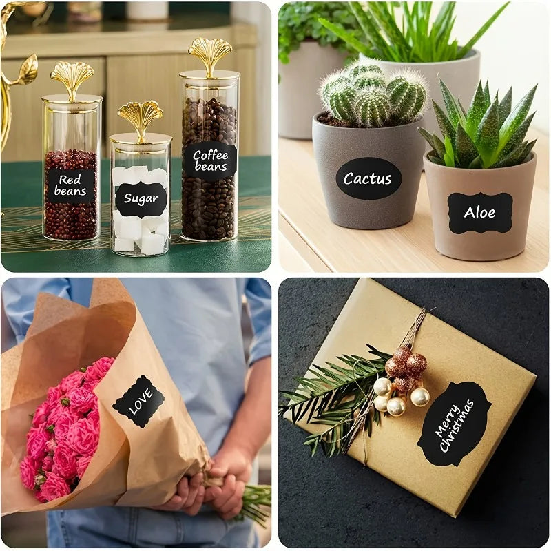 120pcs/roll Black Labels,Along with1 Liquid Chalk Pens,Perfect for Decorating Parties,Organizing Your Home, Kitchen, And Office.