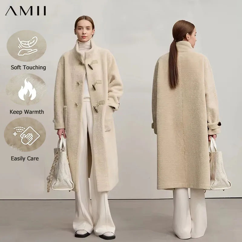 អាវធំ Amii សម្រាប់នារីឆ្នាំ ២០២៥ រដូវរងាថ្មី អាវកអាវវែងពាក់កណ្តាលខ្ពស់ ដៃវែង រលុង អាវធំសម្រាប់នារី ត្រង់ ក្តៅ ឆើតឆាយ 12554010