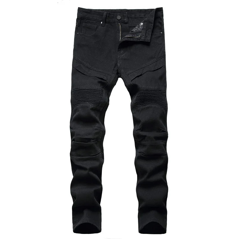 2026 Men's Blue Jeans, Gray Fashion Casual Trousers, Pleated Patchwork Decorative Denim Pants Asian Sizes 29-38, 40, 42.