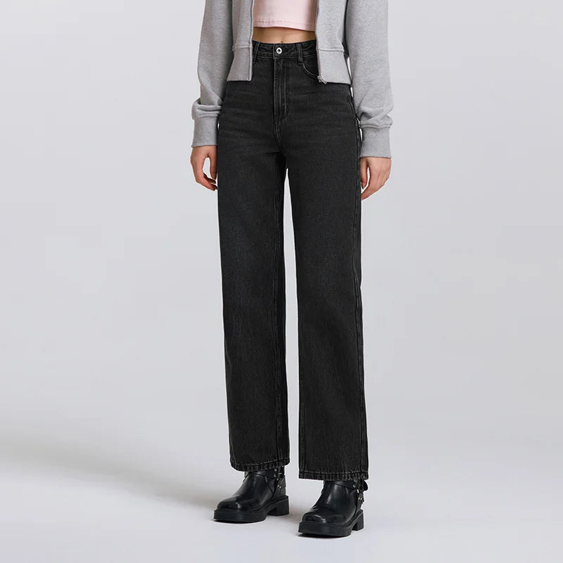 Semir Soft Jeans Women Spring Wide Leg Hip Covering Basic Ins Trendy Petite Casual Versatile Fashion Long Trousers