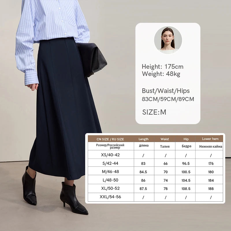AMII Women's Skirt 2026 Autumn New Minimalist Solid Color Loose Skirts For Women Medium To Long Versatile A-shaped Skirt12524019
