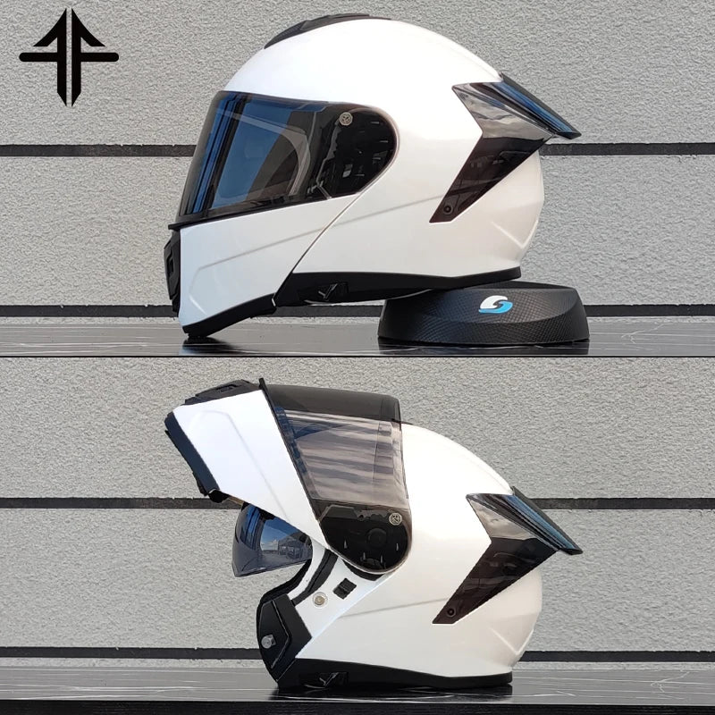 2025 Personalised Motorcycle Full Face Helmet Men Women Fashion Dual Lens Helmets Motocross Racing Modular Flip Up Casco Moto