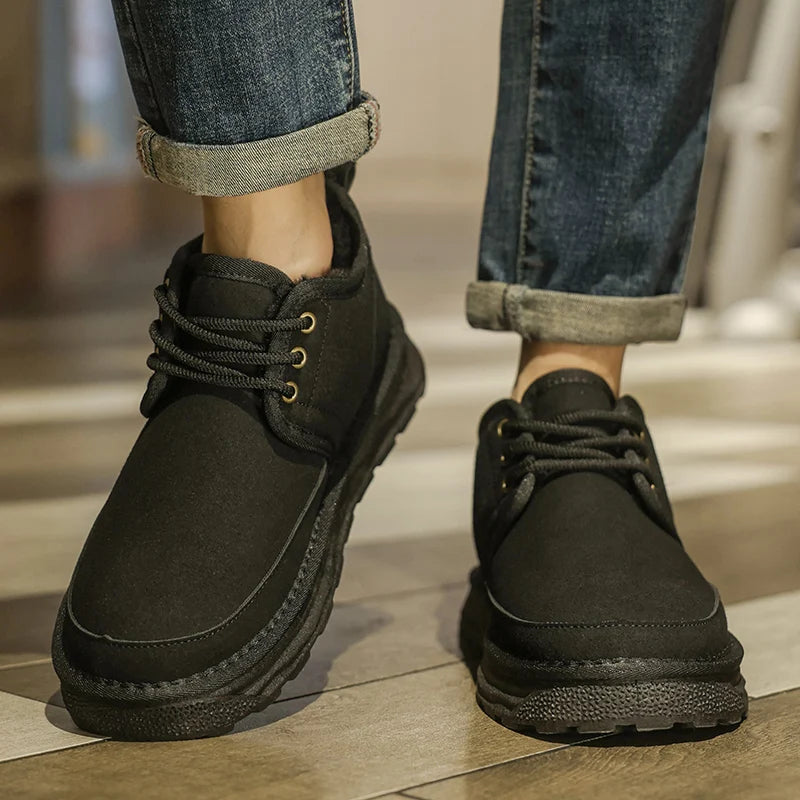 Men's casual snow boots winter warm and velvet cotton boots fashion soft-sole light non-slip comfort outdoor walking work boots