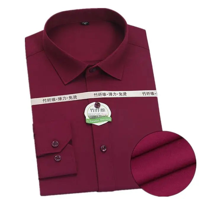 Men's Bright Red Long-sleeved Shirt, Single-breasted Square Collar Shirts Business / Wedding / Party Casual Shirt Blue White 6XL