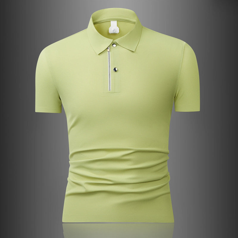 Men's  Waffle Ice Silk Polo Shirt - Cooling & Stretch, Slim Fit, Multi Colors  Breathable, Moisture-wicking  T-shirt.