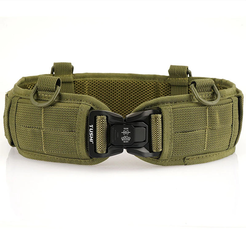 TUSHI New Sports Combat Belt Quick Release Tactical Belt Alloy Fishing belt Men's Canvas Waistband Outdoor Hunting Hiking Tools