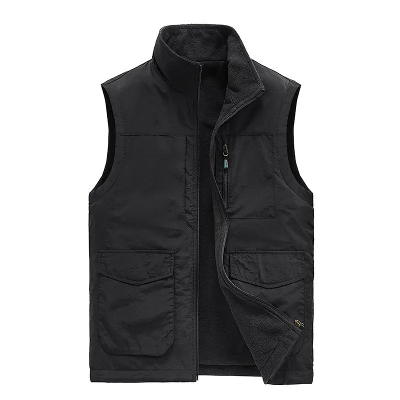 Men's Sleeveless Vest Jacket for Fall and Winter, Travel, Leisure, and Fishing Wear. Green, Khaki, Gray, Black, Red, Blue Coat.