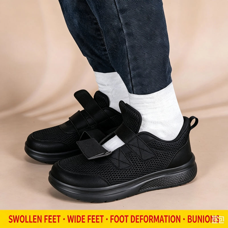 Extra Wide Orthopedic Walking Shoes for Diabetic Swollen Feet Adjustable Double Hook and Loop Sneakers Wide Toe Comfort Casual