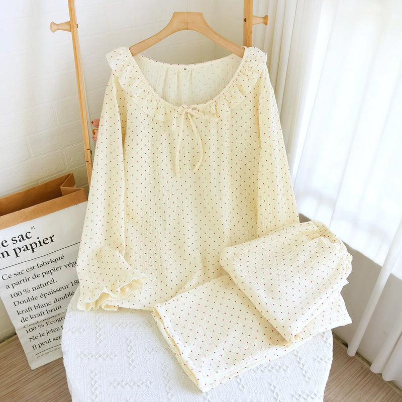 Pure Cotton Sleepwear for Spring and Autumn Comfort for Homewear Long Sleeve Women's Loungewear Suit Female Pajama Set Pijamas