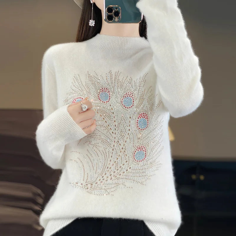 Cartoon Woolen Blouse For Women Jersey Warm Pullover Sweater Tops Spring Autumn Knit Female Clothing Casual Knitwear Jumper