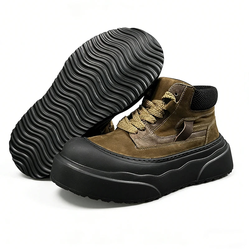 Men's Thick-Sole Casual Boots Four Seasons New Breathable Soft-Sole Non-Slip Outdoor Sports Tide Shoes Versatile Tooling Boots