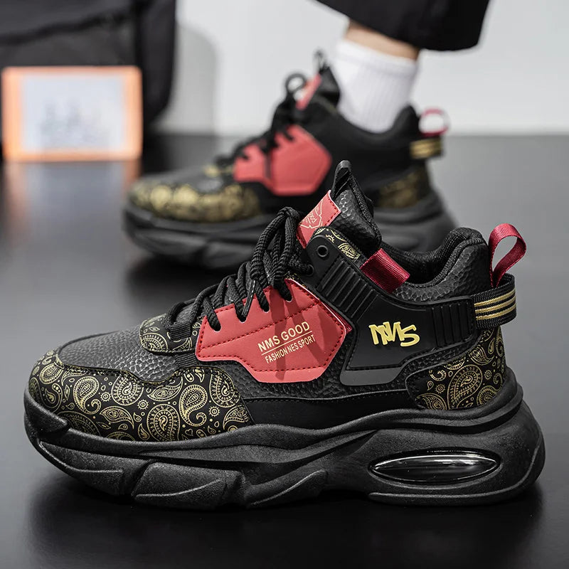 Men's Thick sole casual sneakers four season breathable light soft-sole non-slip fashion outdoor running shoes speed sports shoe