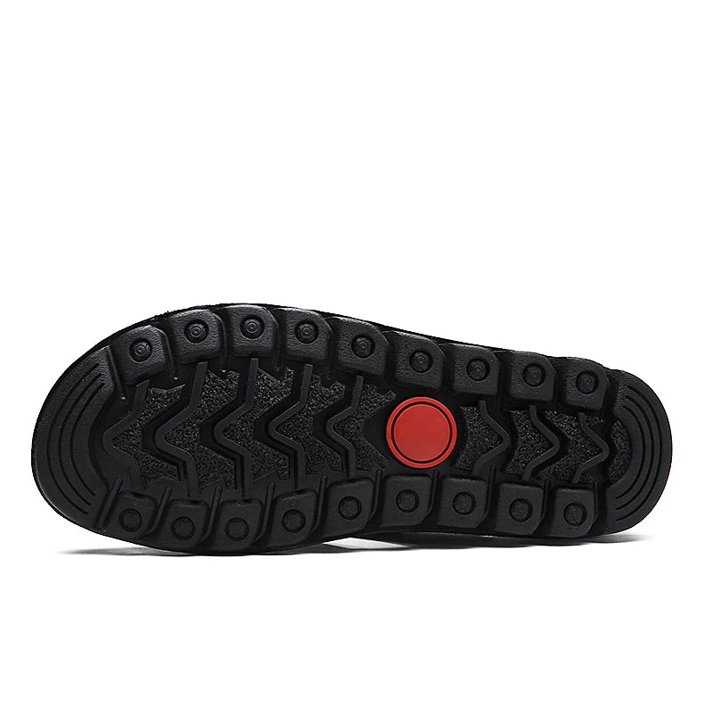 Summer Thick Sole Sandals Men Leather Toe Covered Sandals Black Brown Size 38-46 47 48 Dropshipping