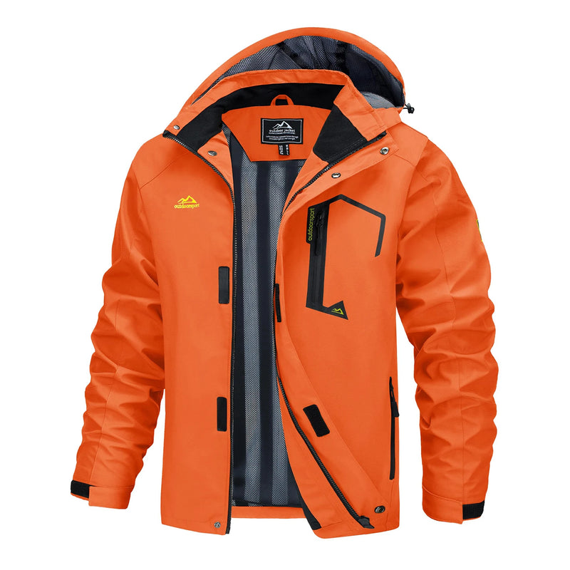 TACVASEN 2025 Lightweight Waterproof Rain Jacket Mens Mesh Lined Outdoor Windbreaker Fishing Hiking Jacket with Detachable Hood