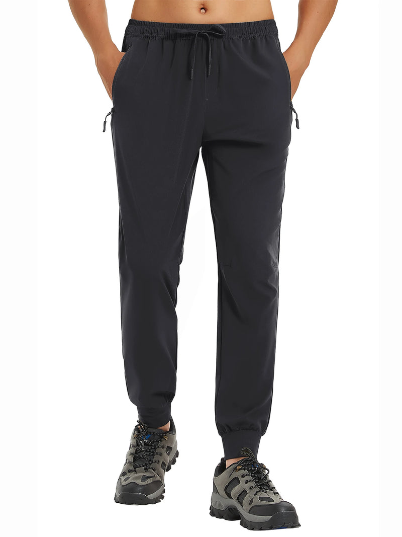 TACVASEN Men's Lightweight Waterproof Athletic Joggers Zipper Pockets Quick Dry Track Running Pants Gym Sweatpants Workout Golf