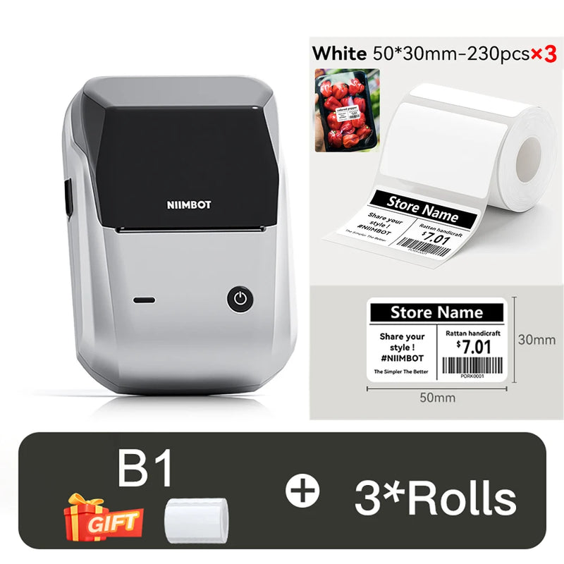 NIIMBOT B21/B1 Portable Thermal Printer 1500mAh Wireless Sticker Printer With Self-adhesive Labels For Barcode Clothing Jewelry