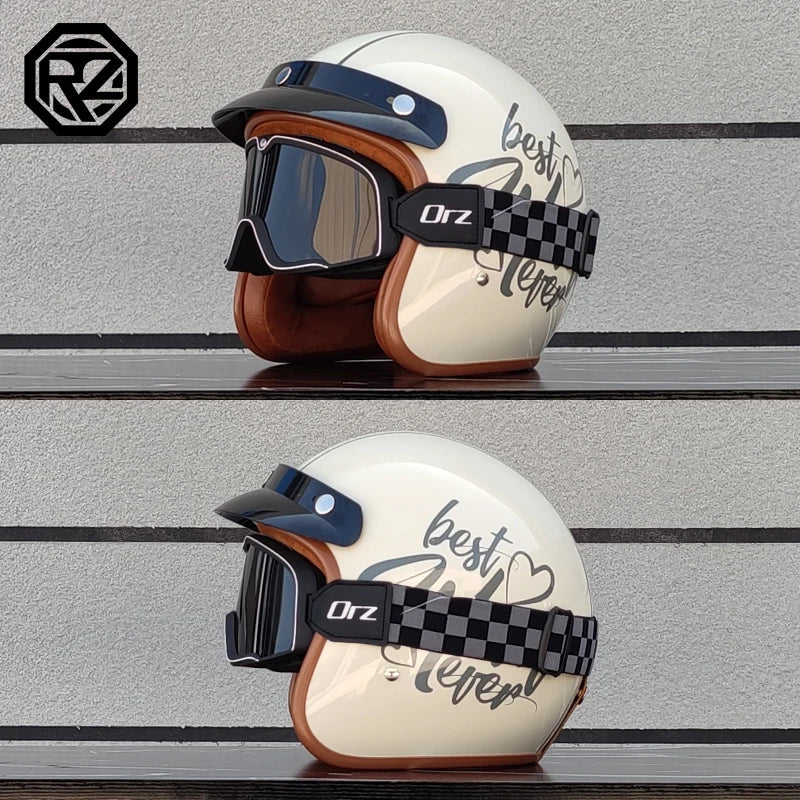 Retro 3/4 Leather  Helmet Motorcycle Helmet Open Chopper Bicycle Helmet Casque Casco Motocicleta Capacete Helmet