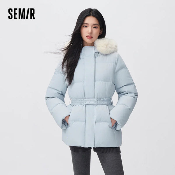 អាវក្រៅ Semir សម្រាប់នារី ប្រវែងមធ្យម ការពារទឹក ការពារខ្យល់ ៩០ ភាគរយ កអាវទន់ រចនាបថទំនើប ឆ្នាំ២០២៦ ថ្មី