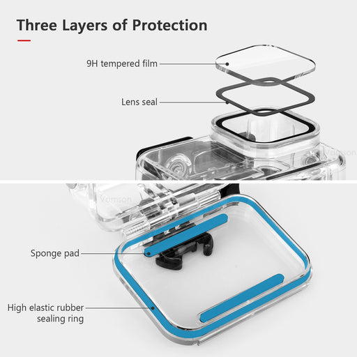 Vamson 60M Waterproof Protective Case for GoPro Hero 8 Underwater Dive Cover for Go Pro Hero 11 10 9 Action Camera Accessories