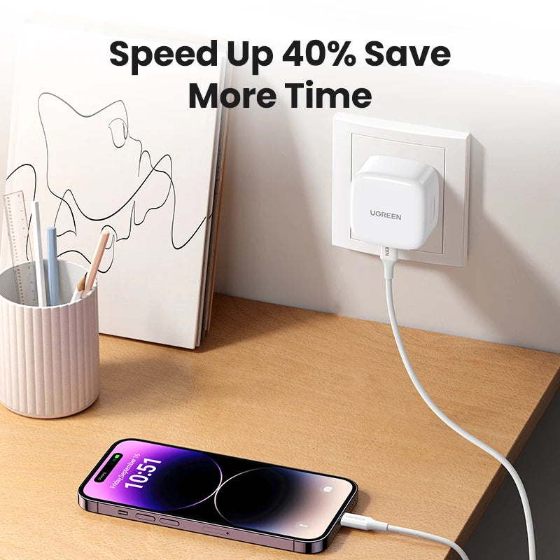 【UK Plug】UGREEN Quick Charge 4.0 3.0 QC PD Charger 30W USB Type C Fast Charger for iPhone 18 17 16 Pro Xiaomi Phone PD Charger