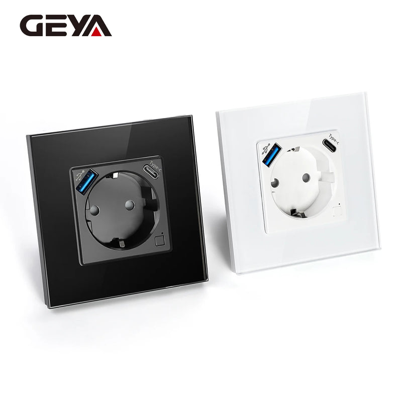 GEYA Wifi EU Socket With 20W Type-C USB Interface Fast Charging Ports Smart Sockets Support Tuya Smart Life Alexa App 16A