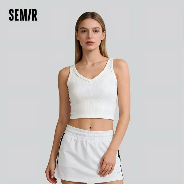 អាវខ្លី Semir សម្រាប់នារីឆ្នាំ ២០២៦ រចនាបថខ្លី ក V ស្តើង មានអារម្មណ៍ត្រជាក់ ងាយស្រួលប្រើ ទន់ ធម្មតា