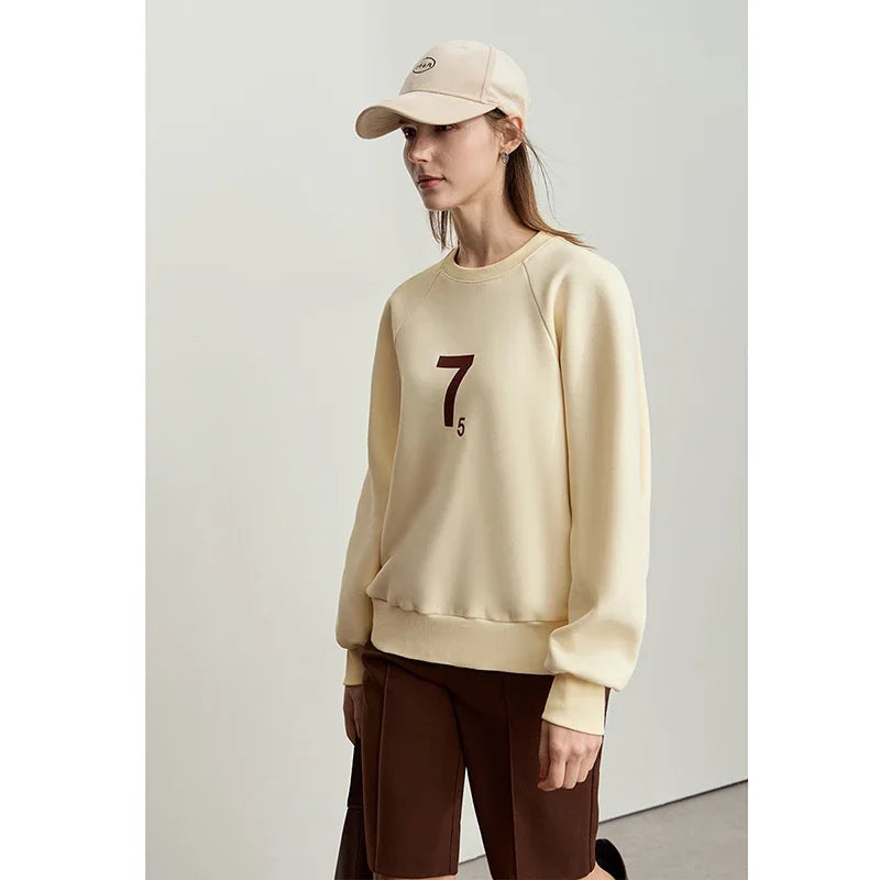 អាវយឺត Amii Minimalist Casual Pullover បោះពុម្ព O-Neck ឆ្នាំ ២០២៦ សម្លៀកបំពាក់កក់ក្តៅរដូវរងាសម្រាប់ស្ត្រី អាវរោមចៀមប៉ាក់រលុង 12444077