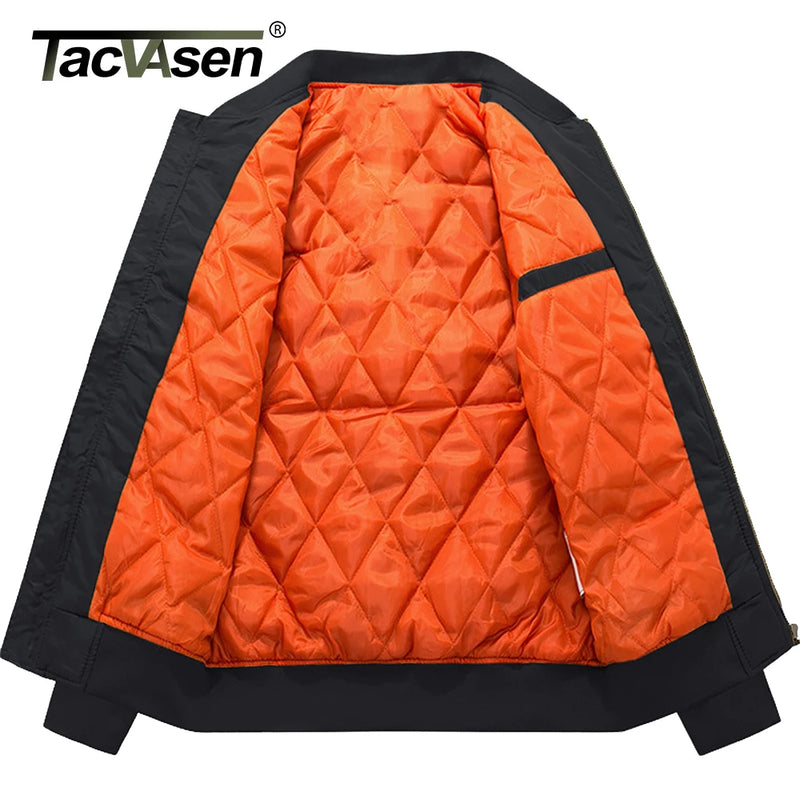 TACVASEN Winter Padded Bike Jackets Outwear Mens Retro Pilot Jacket Coat Casual Baseball Jackets Varsity Jackets Streetwear