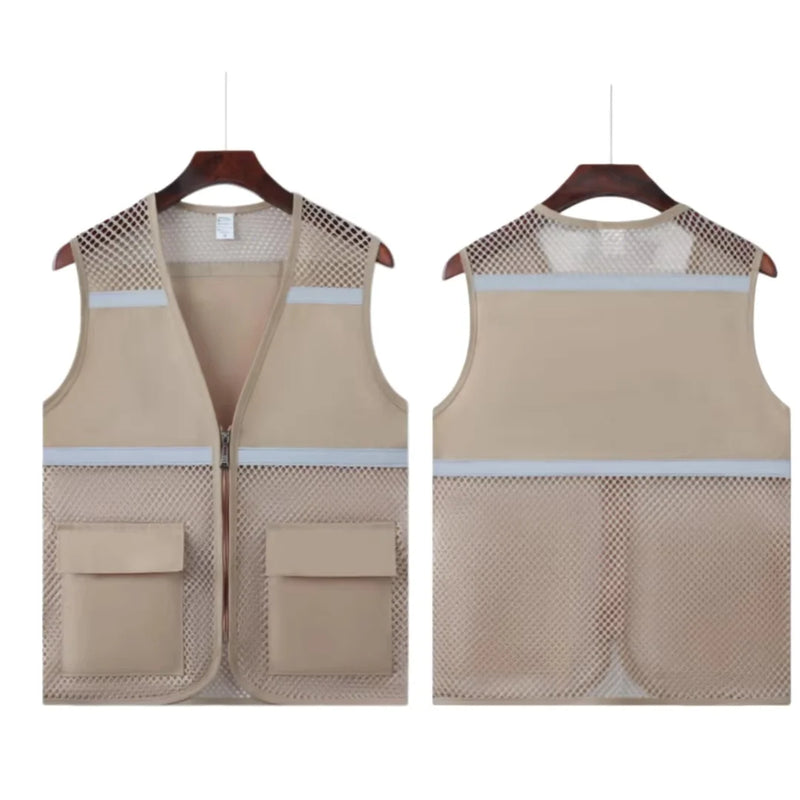 2026 Custom Logo Printed Advertising Clothing Work Vest  Summer Breathable Mesh Fishing Vest Volunteer Workwear