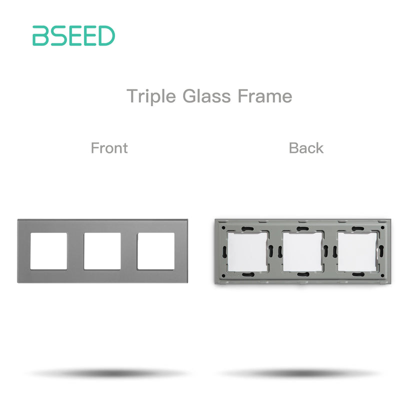 BSEED Touch Light Switch 1/2/3Gang Dimmer Switch Function Parts Glass Panel Gray EU Wall Socket Plug DIY Free Combination