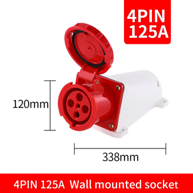 Waterproof Industrial Plug3 Pole 4 Pole 5 Pin dustproof socket IP67 Male and Female 63a 125a Mounted industrial socket 380V 415V