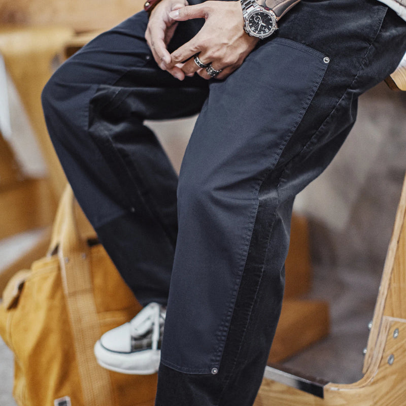 Maden Men's Winter Corduroy Pants Warm Straight Leg Casual Trousers Thick Soft Khaki Corduroy Bottoms Autumn Winter Daily Wear