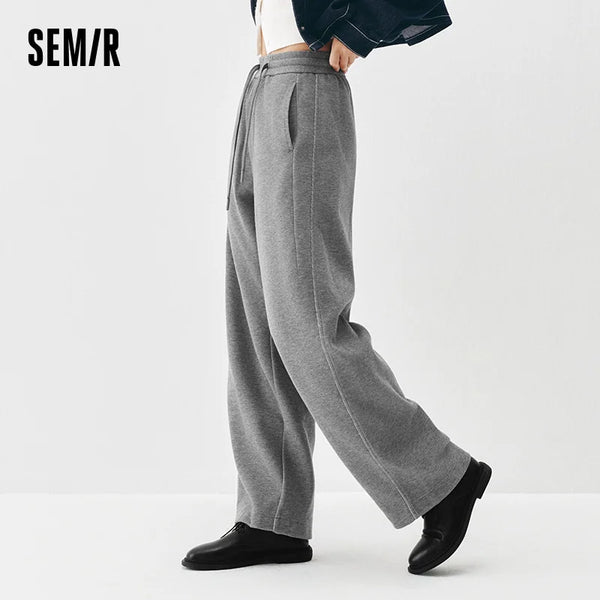 ខោ Semir សម្រាប់នារី មានស្រទាប់ក្រណាត់រោមចៀម រាងរលុង ជើងធុង ពណ៌សុទ្ធ ឆ្នាំ២០២៦ រដូវរងា រចនាប័ទ្មប្រចាំថ្ងៃ ប្រវែងពេញ រចនាប័ទ្មធម្មតាក្នុងទីក្រុង