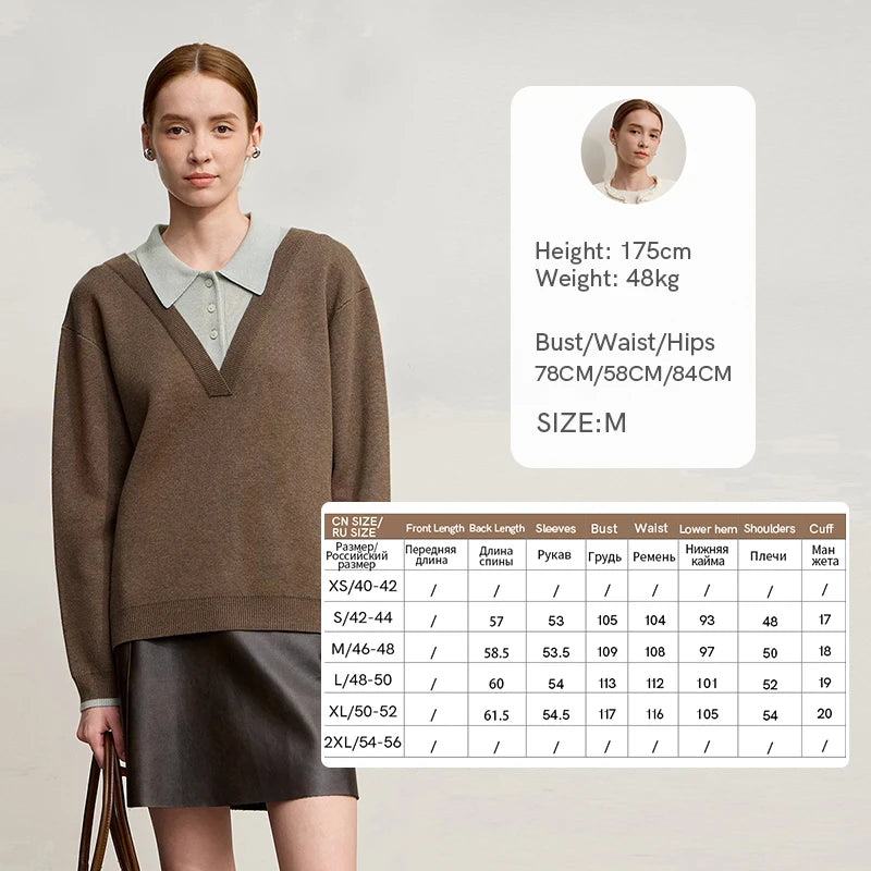 AMII Casual Women's Sweater 2026 Winter New Loose Elastic Knitting Top Female Wool Versatile V-neck Sweater For Woman 12544086
